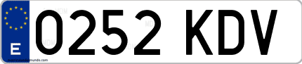 Ejemplo de matrícula de coche ordinaria 0252 KDV