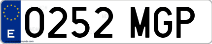 Ejemplo de matrícula de coche ordinaria 0252 MGP