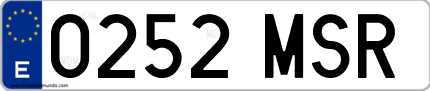 Ejemplo de matrícula de coche ordinaria 0252 MSR