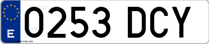 Ejemplo de matrícula de coche ordinaria 0253 DCY