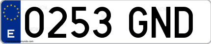 Ejemplo de matrícula de coche ordinaria 0253 GND