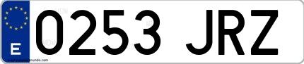 Ejemplo de matrícula española 0253 JRZ