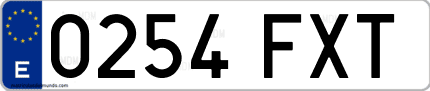 Ejemplo de matrícula de coche ordinaria 0254 FXT