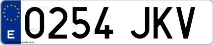Ejemplo de matrícula española 0254 JKV
