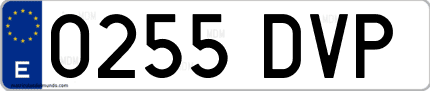 Ejemplo de matrícula de coche ordinaria 0255 DVP