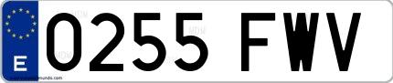 Ejemplo de matrícula española 0255 FWV