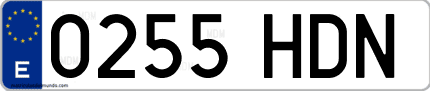 Ejemplo de matrícula de coche ordinaria 0255 HDN
