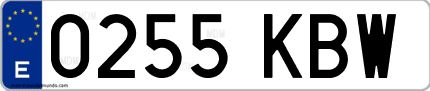 Ejemplo de matrícula de coche ordinaria 0255 KBW