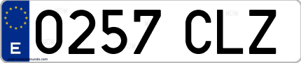 Ejemplo de matrícula de coche ordinaria 0257 CLZ