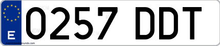 Ejemplo de matrícula de coche ordinaria 0257 DDT