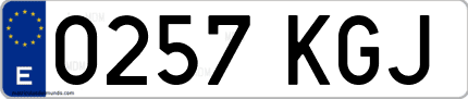 Ejemplo de matrícula de coche ordinaria 0257 KGJ