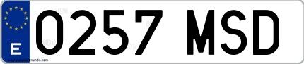 Ejemplo de matrícula española 0257 MSD