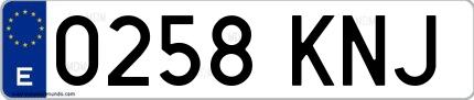 Ejemplo de matrícula española 0258 KNJ