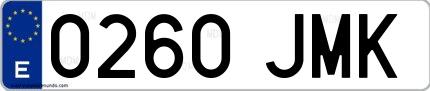 Ejemplo de matrícula española 0260 JMK