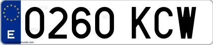 Ejemplo de matrícula española 0260 KCW