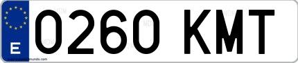 Ejemplo de matrícula de coche ordinaria 0260 KMT