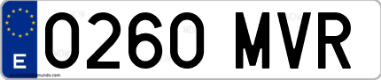 Ejemplo de matrícula de coche ordinaria 0260 MVR
