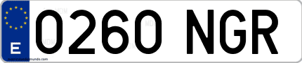 Ejemplo de matrícula de coche ordinaria 0260 NGR
