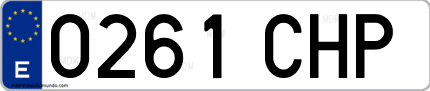 Ejemplo de matrícula de coche ordinaria 0261 CHP