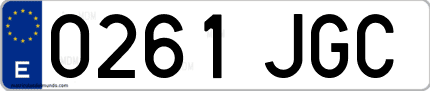 Ejemplo de matrícula de coche ordinaria 0261 JGC