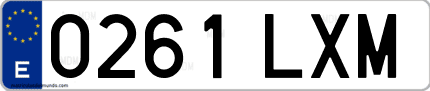 Ejemplo de matrícula de coche ordinaria 0261 LXM