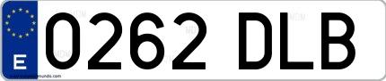 Ejemplo de matrícula española 0262 DLB