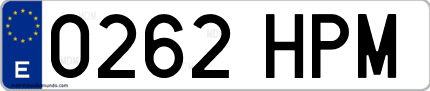 Ejemplo de matrícula de coche ordinaria 0262 HPM