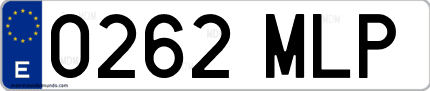 Ejemplo de matrícula de coche ordinaria 0262 MLP