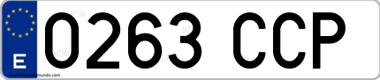 Ejemplo de matrícula de coche ordinaria 0263 CCP