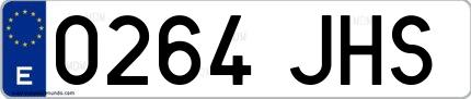 Ejemplo de matrícula española 0264 JHS