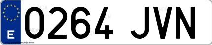 Ejemplo de matrícula española 0264 JVN
