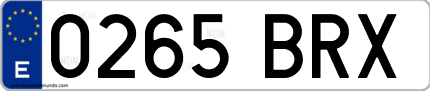 Ejemplo de matrícula de coche ordinaria 0265 BRX