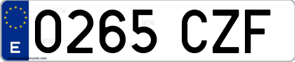 Ejemplo de matrícula de coche ordinaria 0265 CZF