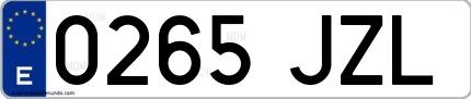 Ejemplo de matrícula española 0265 JZL