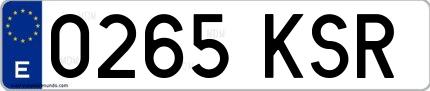 Ejemplo de matrícula española 0265 KSR