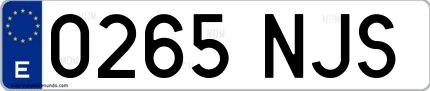 Ejemplo de matrícula española 0265 NJS