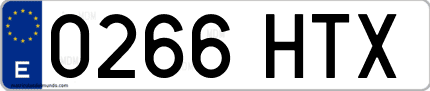 Ejemplo de matrícula de coche ordinaria 0266 HTX