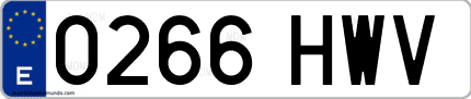 Ejemplo de matrícula de coche ordinaria 0266 HWV