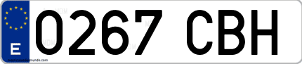 Ejemplo de matrícula de coche ordinaria 0267 CBH