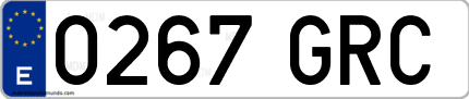 Ejemplo de matrícula de coche ordinaria 0267 GRC