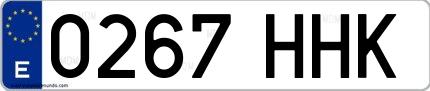 Ejemplo de matrícula española 0267 HHK