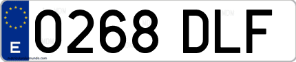 Ejemplo de matrícula de coche ordinaria 0268 DLF