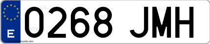 Ejemplo de matrícula de coche ordinaria 0268 JMH