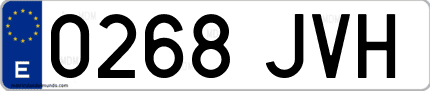 Ejemplo de matrícula de coche ordinaria 0268 JVH
