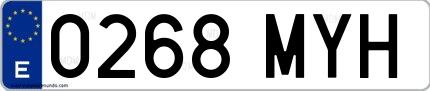 Ejemplo de matrícula española 0268 MYH