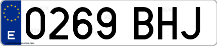 Ejemplo de matrícula de coche ordinaria 0269 BHJ