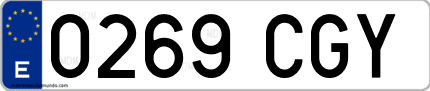 Ejemplo de matrícula de coche ordinaria 0269 CGY