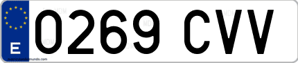 Ejemplo de matrícula de coche ordinaria 0269 CVV