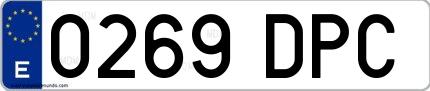 Ejemplo de matrícula española 0269 DPC