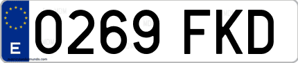 Ejemplo de matrícula de coche ordinaria 0269 FKD